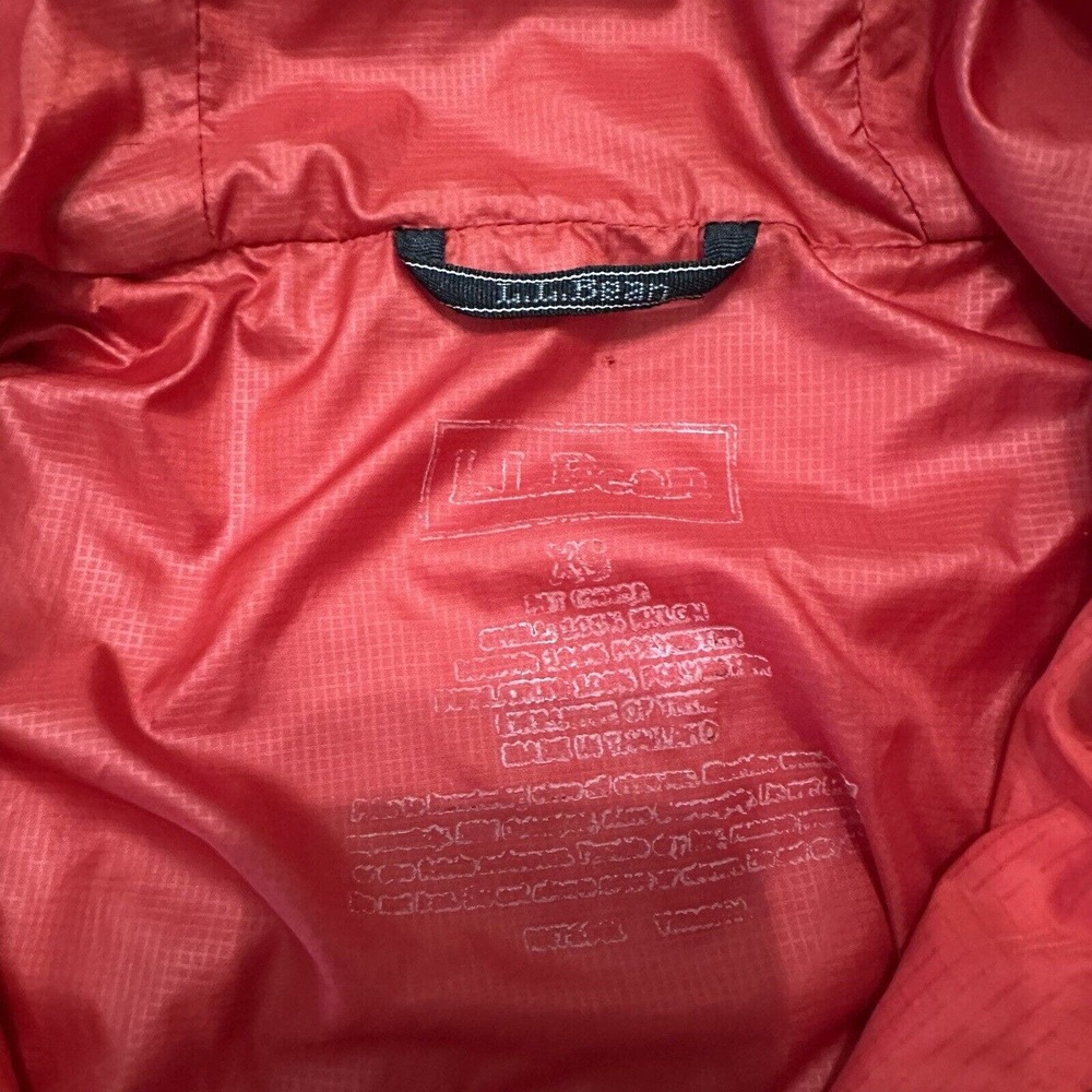 LL Bean Puffer Jacket Womens Extra Small Red Full Zip Hooded Outdoor Primaloft - Picture 4 of 9